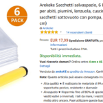 arekeke sacchetti salvaspazio 6 buste sottovuoto per abiti piumini lenzuola cuscini tende e altro